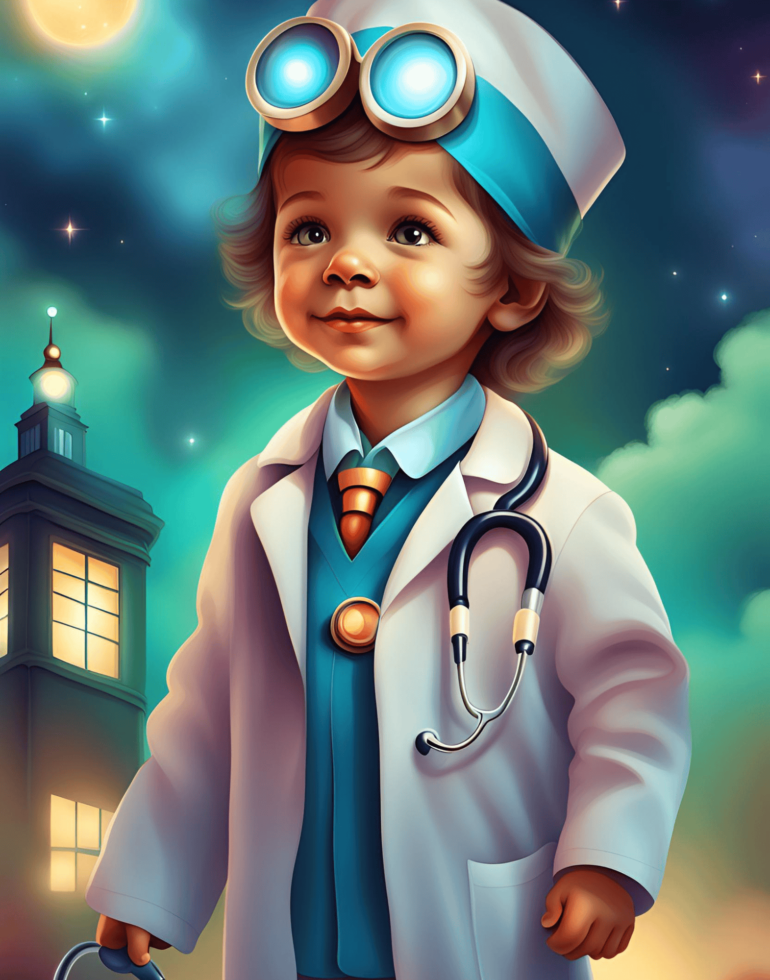 Enfant avec un costume de médecin
